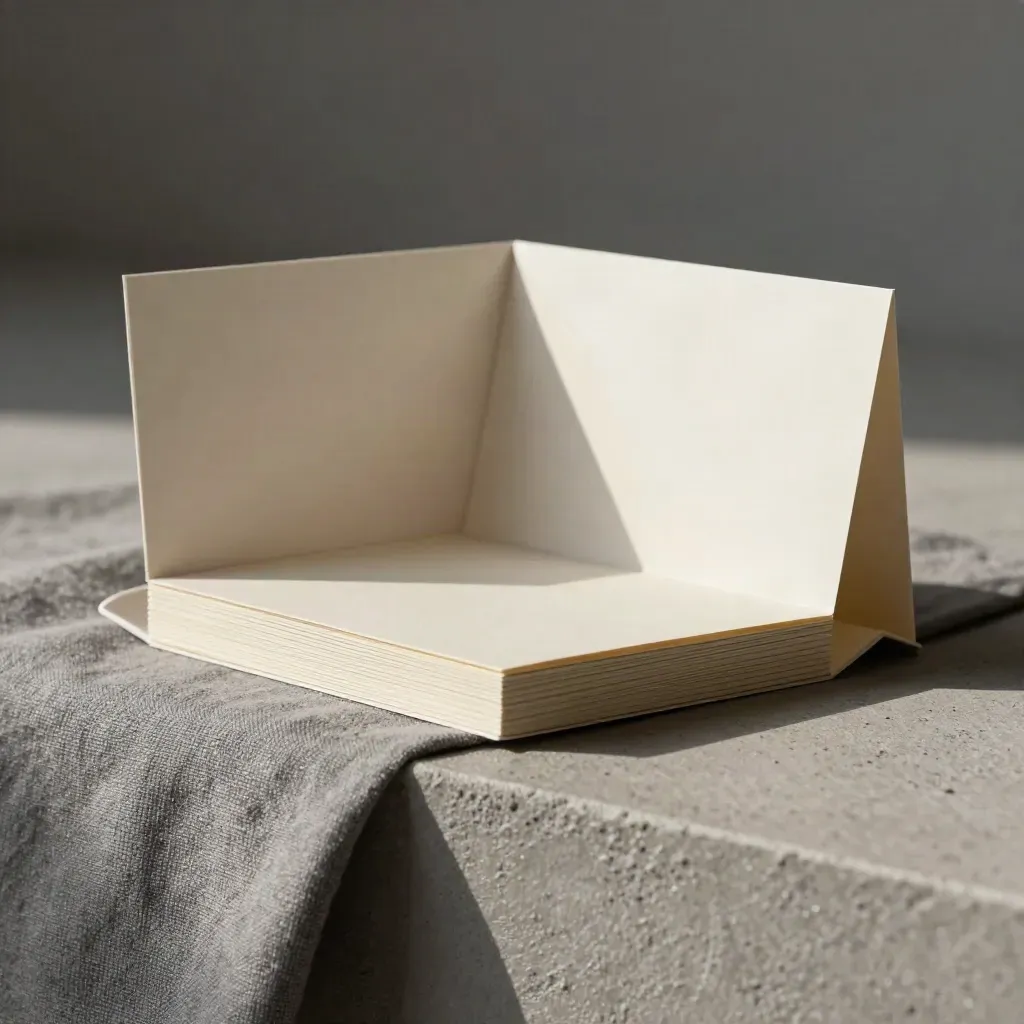 Witte startbundel met twee opstaande sleeves en kaartstapel in koel daglicht